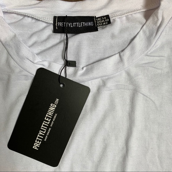 Pretty Little Thing White Tee with Lace Sleeves 10 - Picture 3 of 5